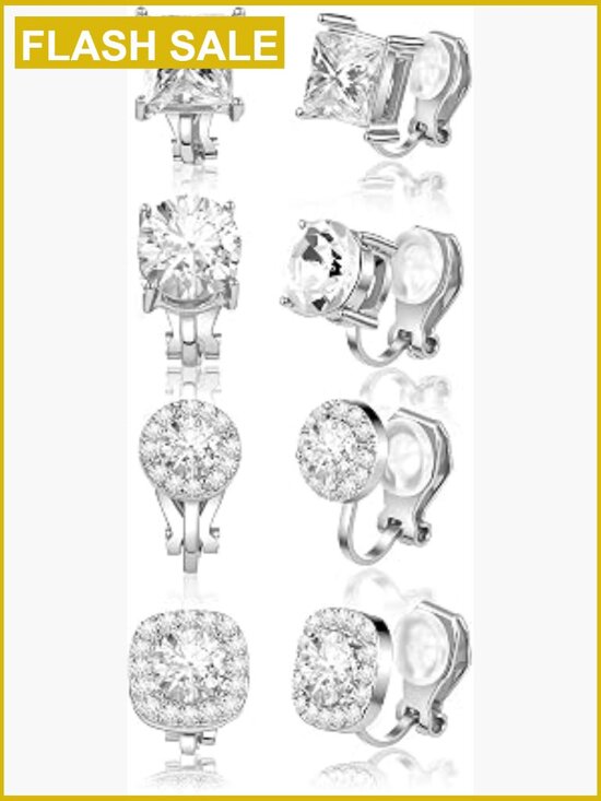 Jewelry - Clip On Earrings for Women Dance Non Pierced Cubic Zirconia Hypoallergenic 4